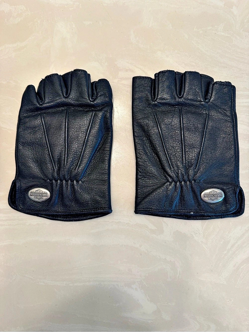 Harley-Davidson Fingerless Leather Riding Gloves Black